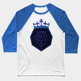 BLUE Geometric Lion Baseball T-Shirt